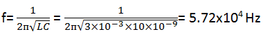 The oscillator frequency of Hartley oscillator is 29KHz