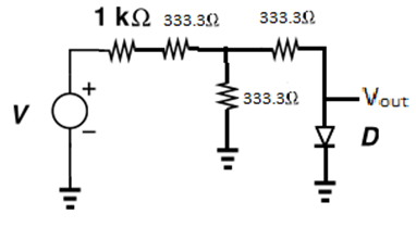 Circuit showing three resistor network of star delta conversion of resistors