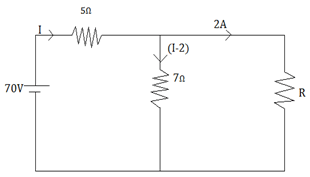The R-value from the circuit is 17.5 appying KVL to 2nd loop