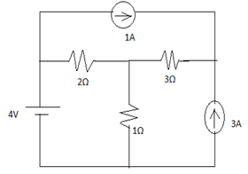 The current in 1Ω resistor of the given circuit is 4A for all sources are acting alone