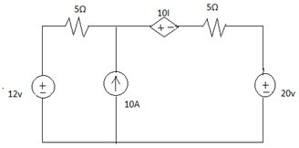Find the current in 5Ω resistor near 12V source using superposition principle in network