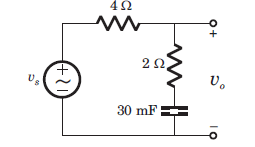 Circuit diagram with 4 ohm & 2 ohm resistor for the Vo/Vs