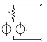 Open circuit voltage is v1 after killing all source equivalent resistance is R