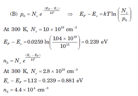 Value of n0 is 4.4 x 104 cm3 if thermal-equilibrium concentration at T = 300 K is 1015 cm3
