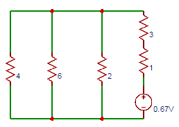 Current flowing in the given circuit is 0.6 A