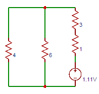 The total current drawn by the circuit =10/(4+6||3) = 1.67A in figure