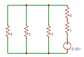 Current flowing in ammeter having 1Ω internal resistance in series with 6Ω resistor is 0.3