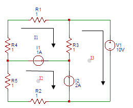 The current I1 (A) is -3 in the circuit