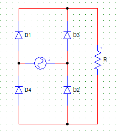Full wave B-2 type uses 4 diodes in a bridge connection
