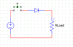 The voltage across the diode decreases to zero as the switch is pressed