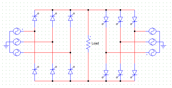 The circuit is a three phase dual converter circuit of non-circulating type