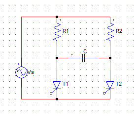 The initial thyristor current is 5 A if R1 = 50 Ω, R2 = 100 Ω, Vs = 100 V