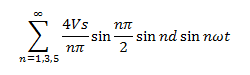 The Fourier representation of the output voltage is given by 2d = π & n = 1