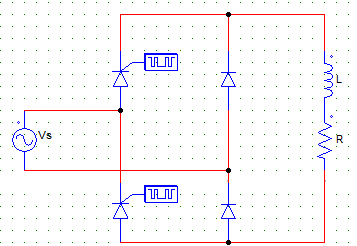 From t = π to ωt = π+α both the diodes will conduct T1 & T2 are both fired at an angle α