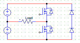 The half wave inverter with MOSFET switches in given figure