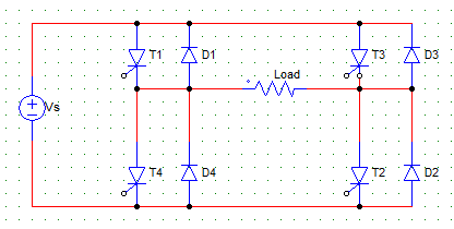 The diodes D1 to D4 are used to send current back to the dc source when SCRs are off