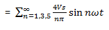 The component of output voltage for full wave bridge inverter is given by (4Vs/π) sinωt