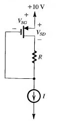 Find value of R if VSD = VSG for PMOS transistor in the circuit shown kn= 8 µA/V2