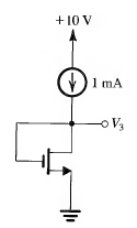 Find V3 for all transistors, kn(W/L) = 1 mA/V2, Vt = 2V, & λ = 0