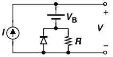 Find the voltage V if I is 2mA, VB is 1V, resistor R is 1K & Cut-in voltage is 0.7V