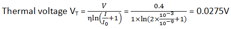 Thermal voltage equation with calculation