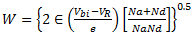 Formula for width of the depletion region - option b