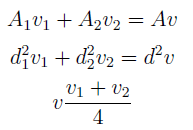 Flow velocity in third pipe is (v1 + v2)/4 if liquid with velocity of v1 & v2 in pipes