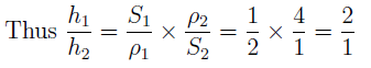 The ratio of the rise in the liquid level in the two tubes is 2:1