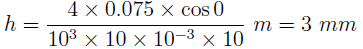 Rise or fall in capillary is 3 if glass tube of 10 mm diameter is immersed in water
