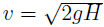 The velocity in which water is discharged with velocity with time as water gets discharged
