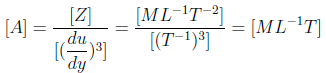 Find the dimension of flow consistency index for fluid with flow behaviour index of 3