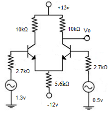 Determine the output voltage using β and differential input resistance value for the circuit