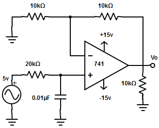 Compute the pass band gain and high cut-off frequency for the first order high pass filter