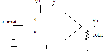 Find the output voltage for the given squarer circuit