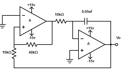 Determine the output triangular waveform for the circuit