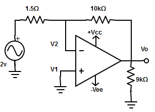 Compute the output voltage for given current to voltage converter circuit