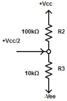 Find the voltage divider at  inverting input from the given diagram