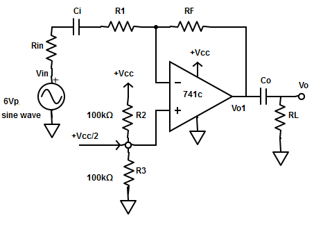 Find the output waveform at the point VO1 from the given circuit