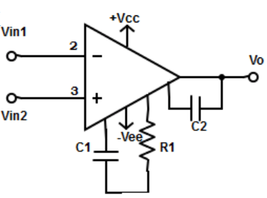 Non-compensating op-amp with three compensating components
