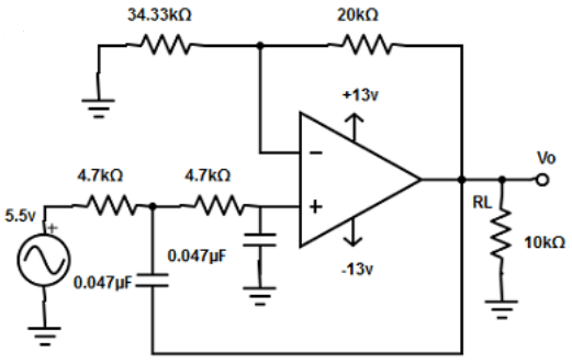 Find the second order low pass butterworth filter from the given diagram