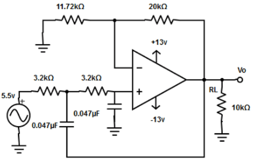 Find thehigh cut-off frequency of 2.2kHz from the given diagram