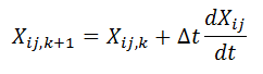 The Euler’s equation is next trail K+1, where Xij,k+1 is calculated feed stream of liquid
