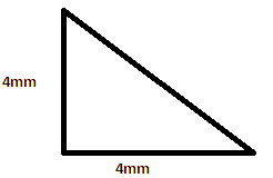 The moment of inertia of the given triangle about the base is 21.33 mm4