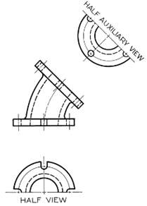 Bottom flange is symmetrical for half of regular view in the figure