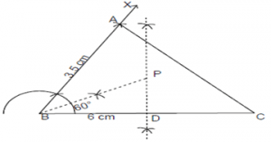 Find ∆ABC if AB=3.5, BC=6 & angle ABC=60o using ruler & compass