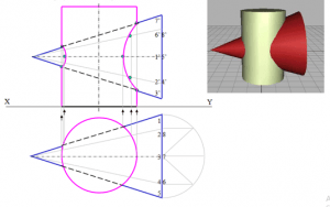 The top view of triangle with a circle if cylinder of 80 mm diameter & 100 mm axis