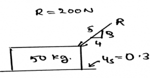 The Normal force developed between the body & the surface is 611N