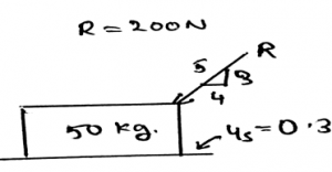 Find frictional force developed between body & surface due to work done by the force