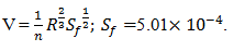 Value of frictional slope for rectangular having width 5m & depth 3m is 5.01×10-4