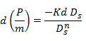 Kick’s law is yielded when n=1 in the below equation